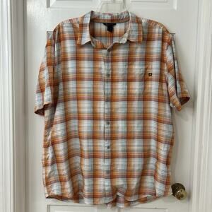 MARMOT Men’s Orange Plaid Lightweight BUTTON DOWN‎ SHIRT XXL SHORT SLEEVE